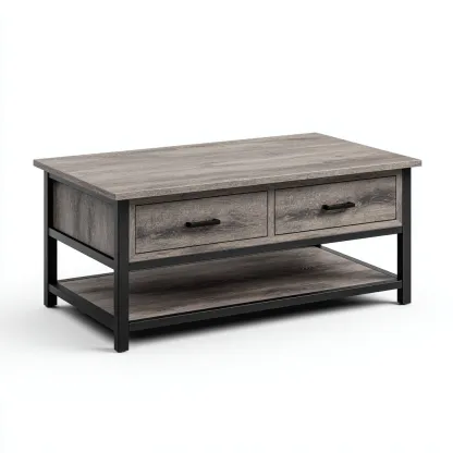 Mesa de centro - madera-metal - 110x60x45 cm - gris-negro - estilo industrial-Havenupbay