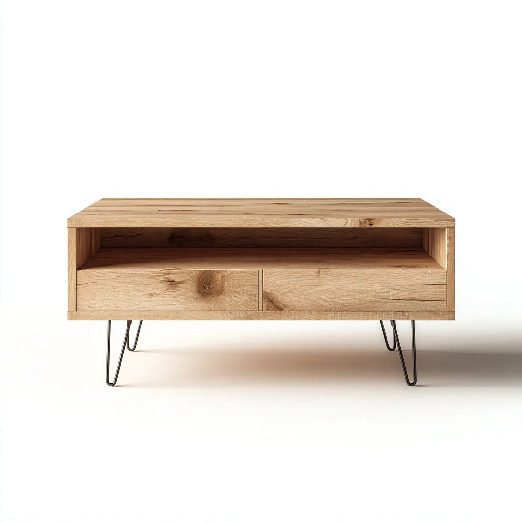 Mesa de centro-madera-metal-118x62x46 cm-marron-diseno moderno-Havenupbay