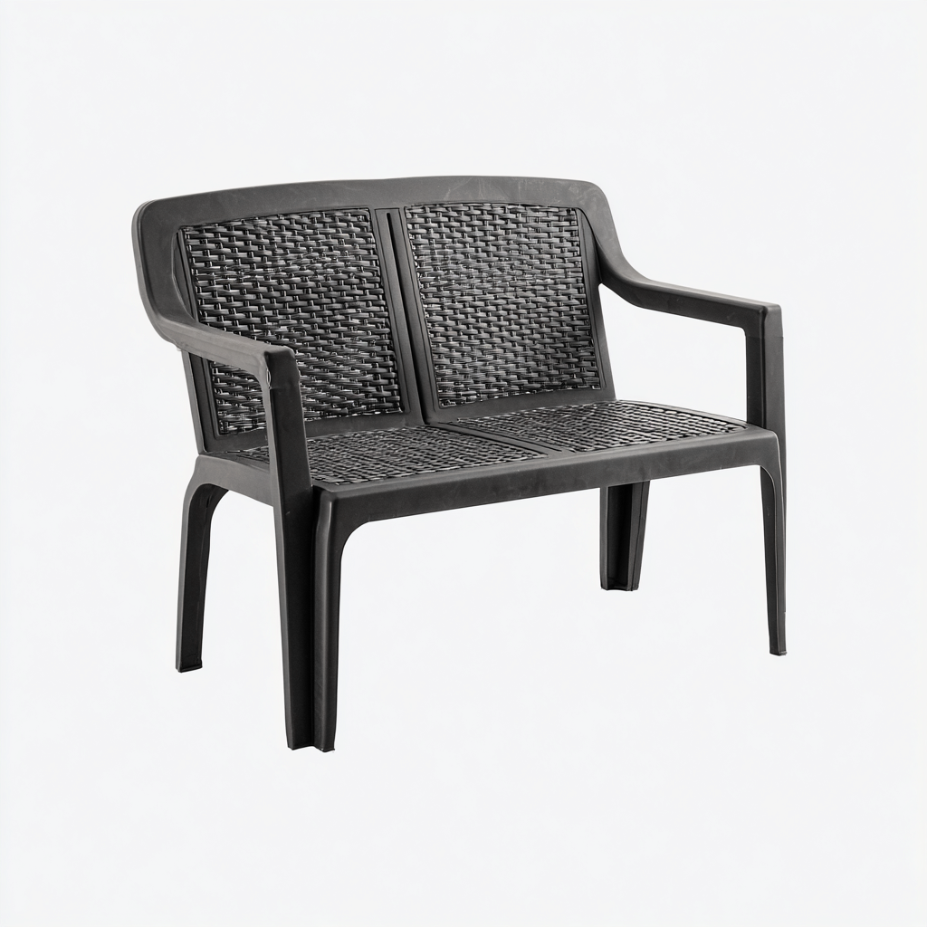 Banco de jardín - plástico - 113x54x80 cm - negro - diseño moderno-Havenupbay