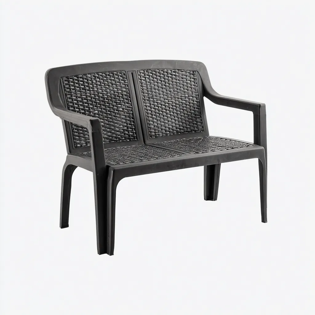 Banco de jardín - plástico - 113x54x80 cm - negro - diseño moderno-Havenupbay