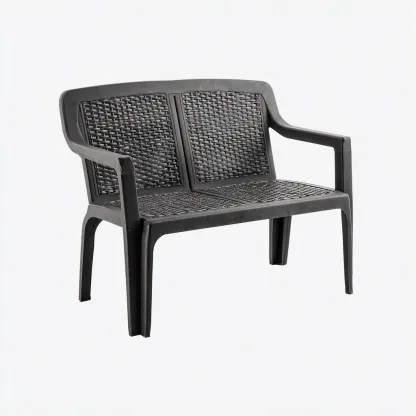 Banco de jardín - plástico - 113x54x80 cm - negro - diseño moderno-Havenupbay
