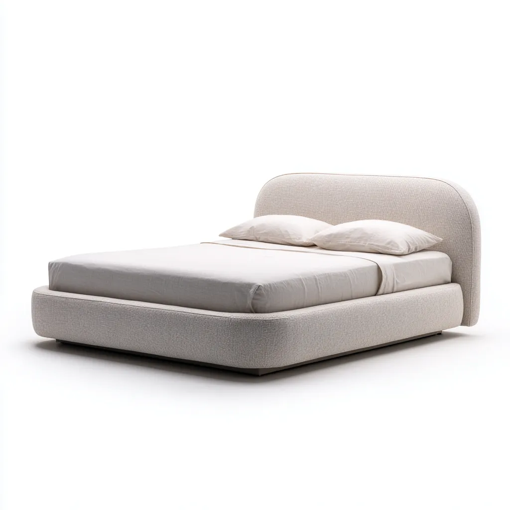 Camas matrimoniales - tapizada en tela - 200x160x118 cm - beige - estilo moderno minimalista-Havenupbay