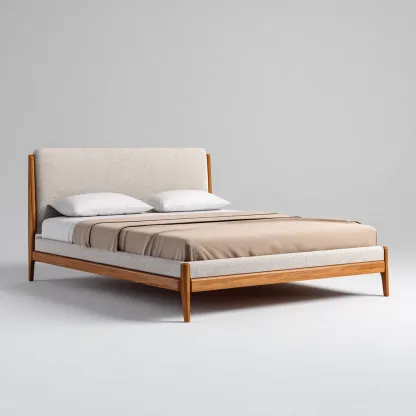 Camas matrimoniales - tapizada en tela - 200x160x110 cm - beige - estilo moderno minimalista-Havenupbay