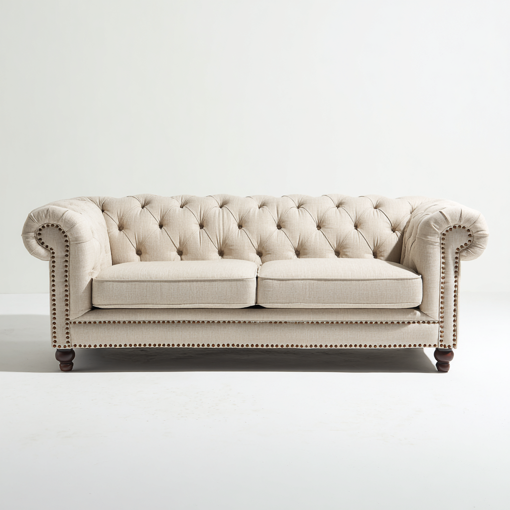 Sofás de 3 plazas - tela - 230x95x80 cm - beige - estilo clásico-Havenupbay