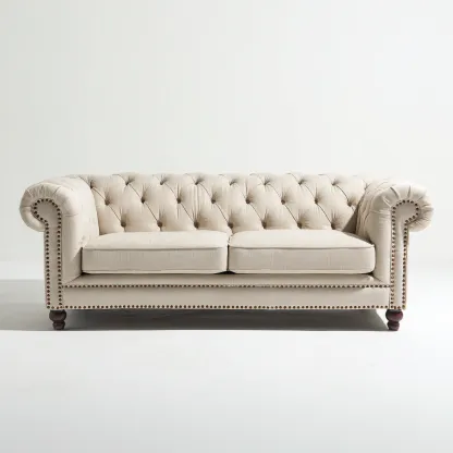 Sofás de 3 plazas - tela - 230x95x80 cm - beige - estilo clásico-Havenupbay