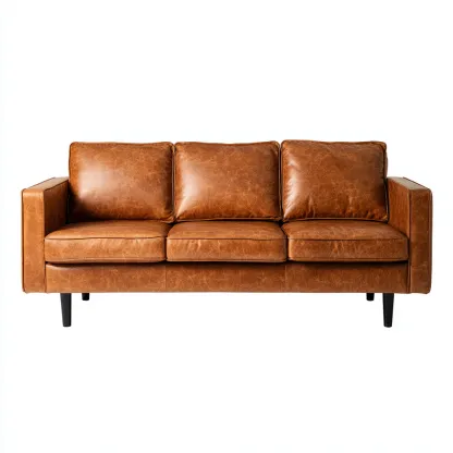 Sofás de 3 plazas - piel sintética - 215x87x85 cm - marrón - estilo moderno-Havenupbay