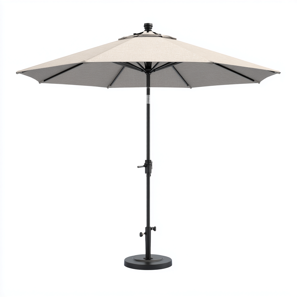 Sombrillas de jardín - poliéster - 235x245 cm - gris claro - estilo moderno con base para terraza-Havenupbay