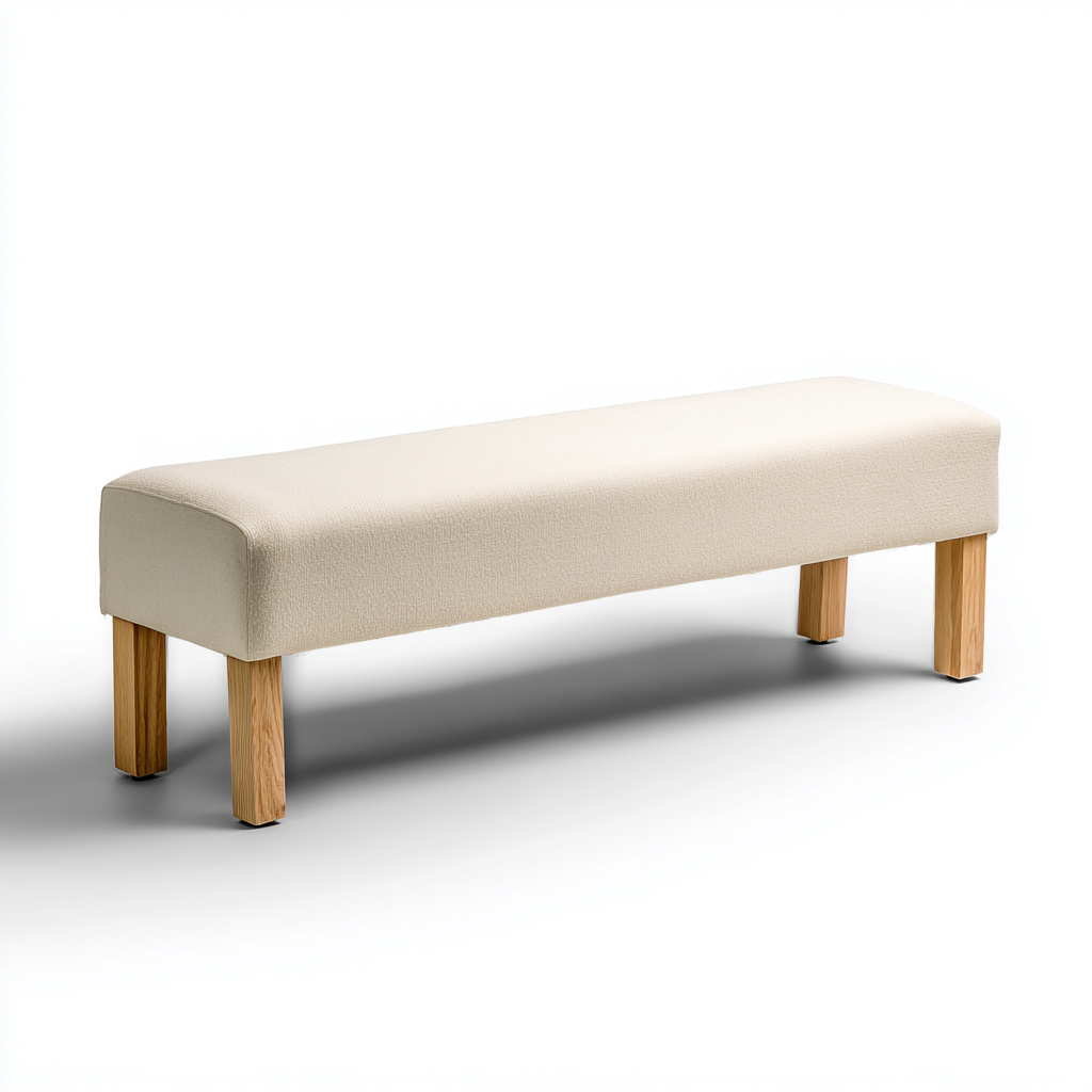 Banco de entrada - madera - tapizado - 118x38x45 cm - beige - diseño moderno-Havenupbay