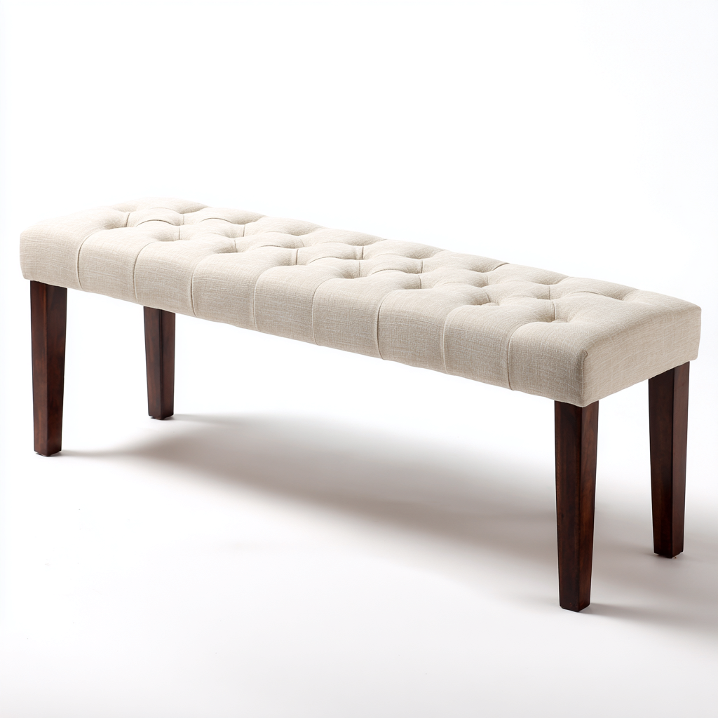 Banco de entrada - madera - tapizado - 118x40x47 cm - beige - diseño clásico-Havenupbay