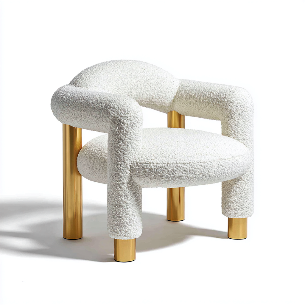 Sillones - tela boucle - 65x62x72 cm - blanco-dorado - diseño moderno-Havenupbay