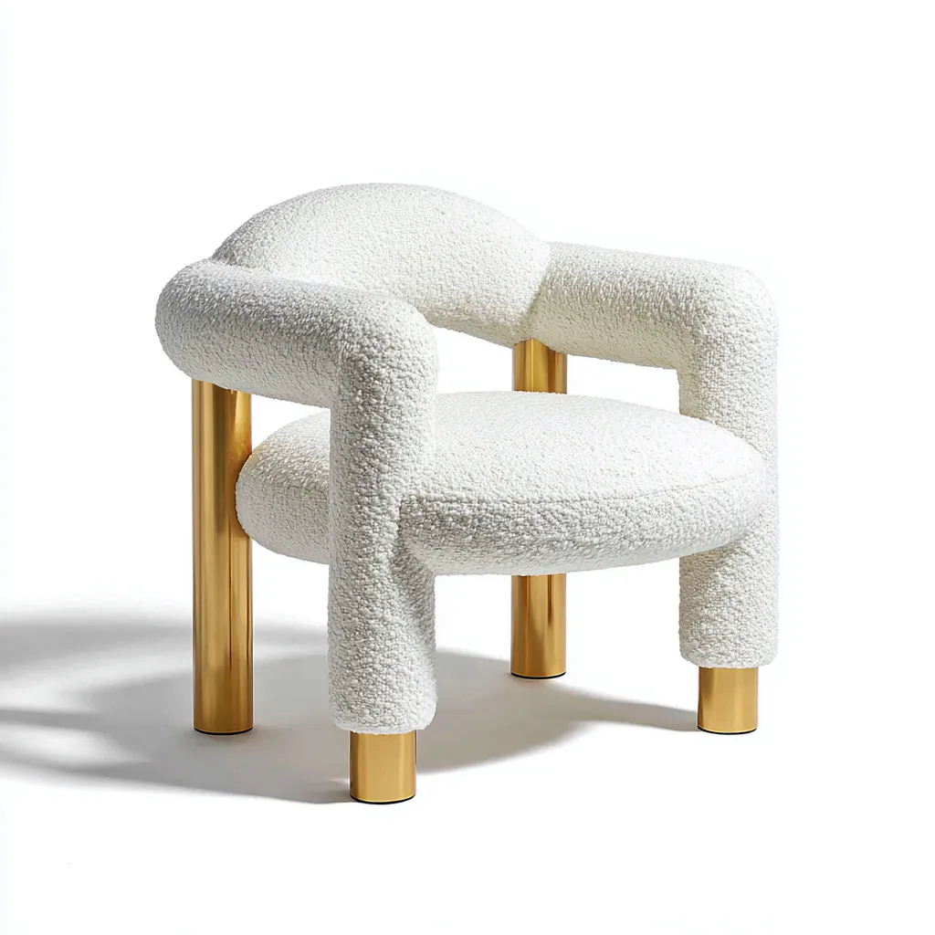 Sillones - tela boucle - 65x62x72 cm - blanco-dorado - diseño moderno-Havenupbay