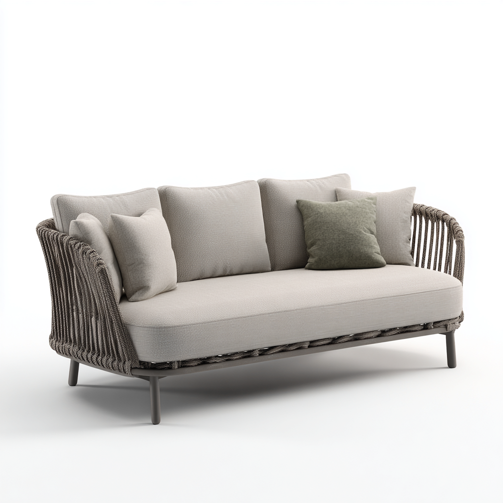 Sofás de jardín - cuerda - metal - 188x82x84 cm - beige - diseño moderno-Havenupbay