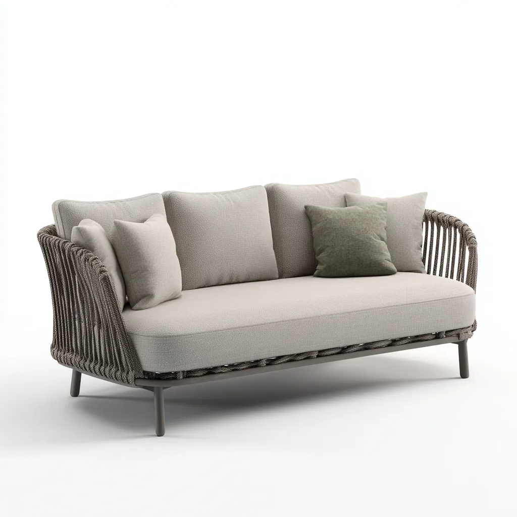 Sofás de jardín - cuerda - metal - 188x82x84 cm - beige - diseño moderno-Havenupbay