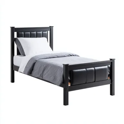 Camas individuales-metal-cuero-200x100x110 cm-negro-diseño moderno-Havenupbay