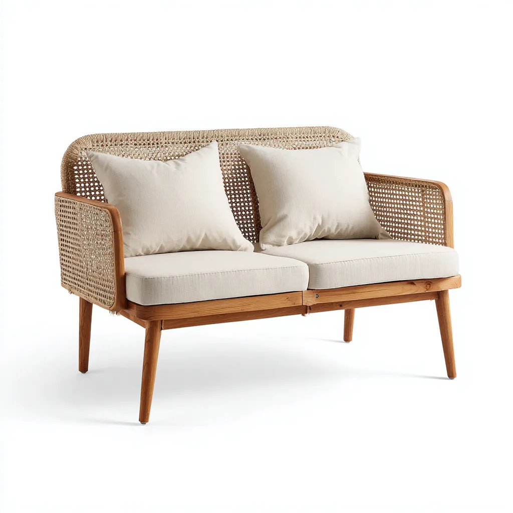 Sofás de jardín - ratán - madera - 128x72x82 cm - beige madera - diseño moderno-Havenupbay