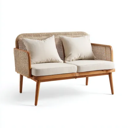 Sofás de jardín - ratán - madera - 128x72x82 cm - beige madera - diseño moderno-Havenupbay