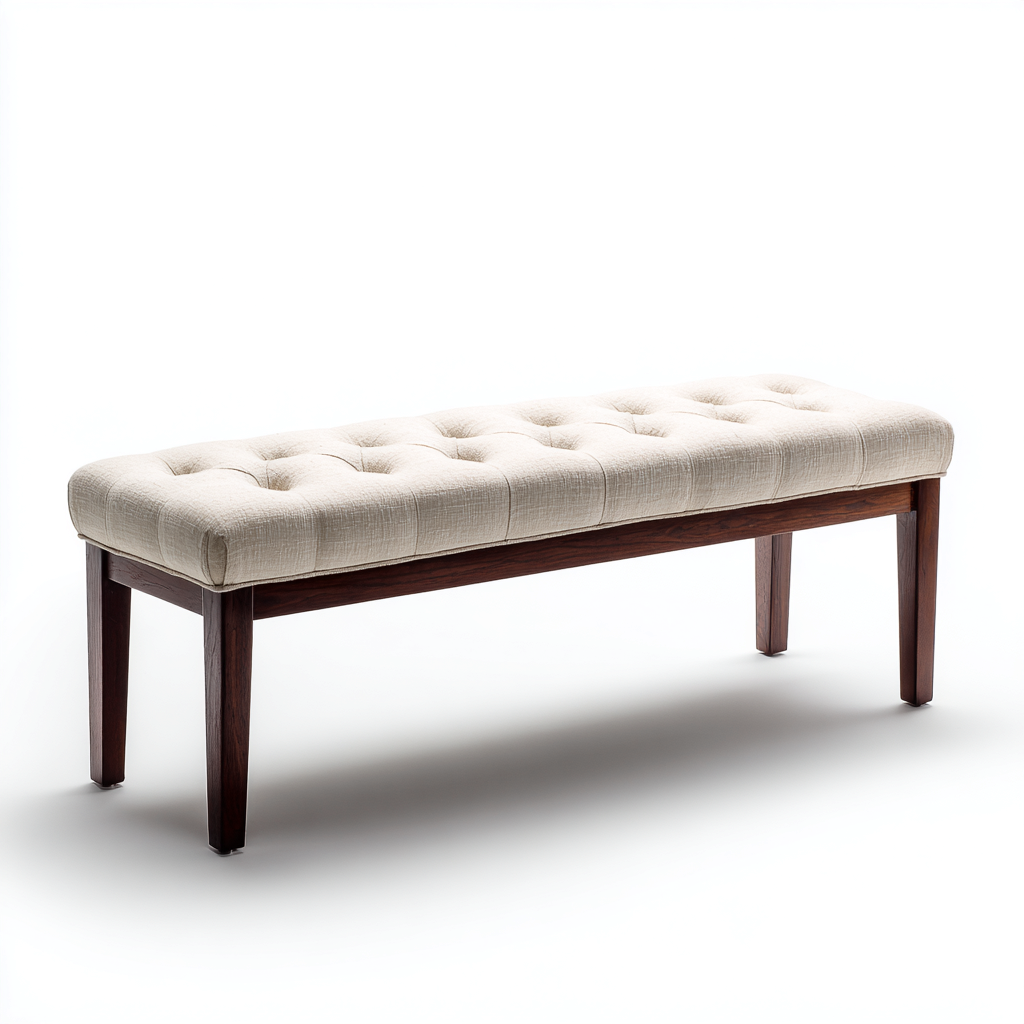 Banco de entrada - madera - tapizado - 120x38x46 cm - beige - diseño clásico-Havenupbay