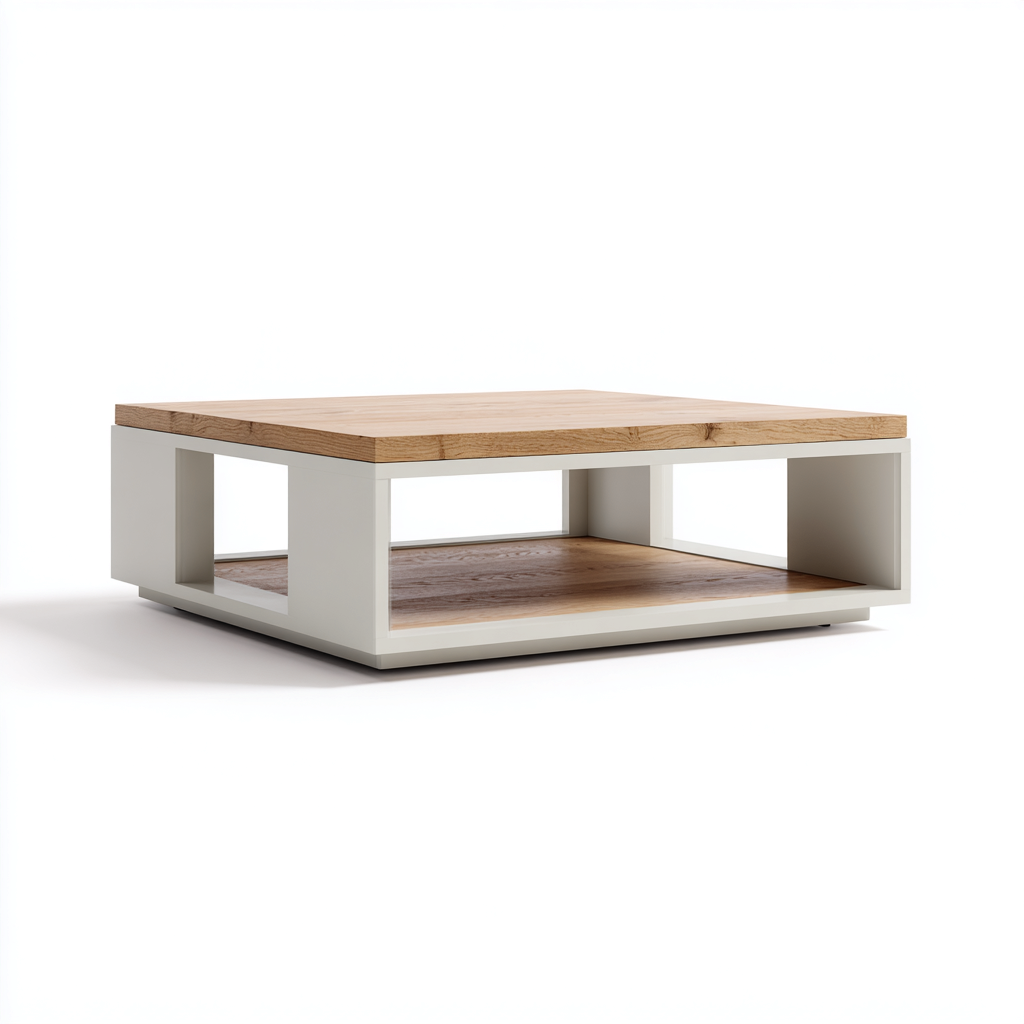 Mesa de centro-madera-100x100x40 cm-marron-blanco-estilo moderno-Havenupbay