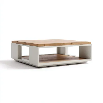 Mesa de centro-madera-100x100x40 cm-marron-blanco-estilo moderno-Havenupbay