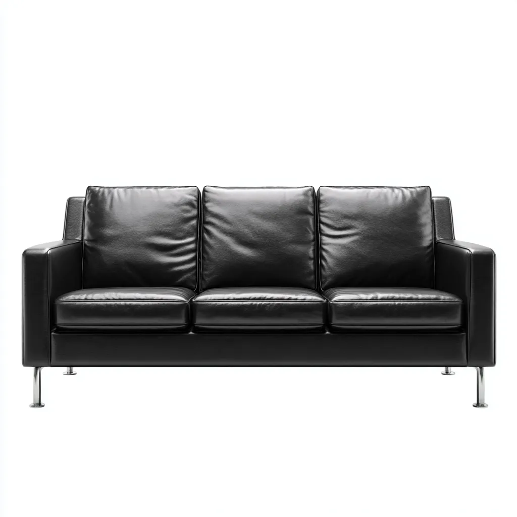 Sofás de 3 plazas - piel sintética - 215x87x82 cm - negro - estilo moderno-Havenupbay