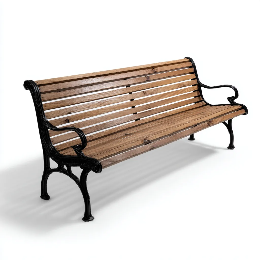 Banco de jardín - madera - metal - 150x60x80 cm - marrón-negro - diseño clásico-Havenupbay