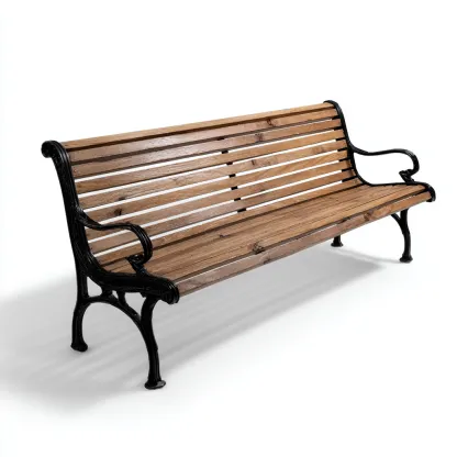 Banco de jardín - madera - metal - 150x60x80 cm - marrón-negro - diseño clásico-Havenupbay