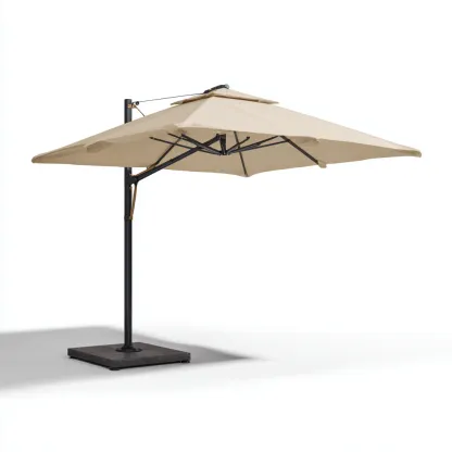 Sombrillas de jardín - poliéster - 320x320x270 cm - beige - estilo moderno con base-Havenupbay