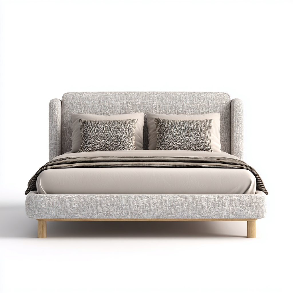 Camas matrimoniales-madera-tela-210x170x118 cm-beige-madera natural-diseño moderno-Havenupbay