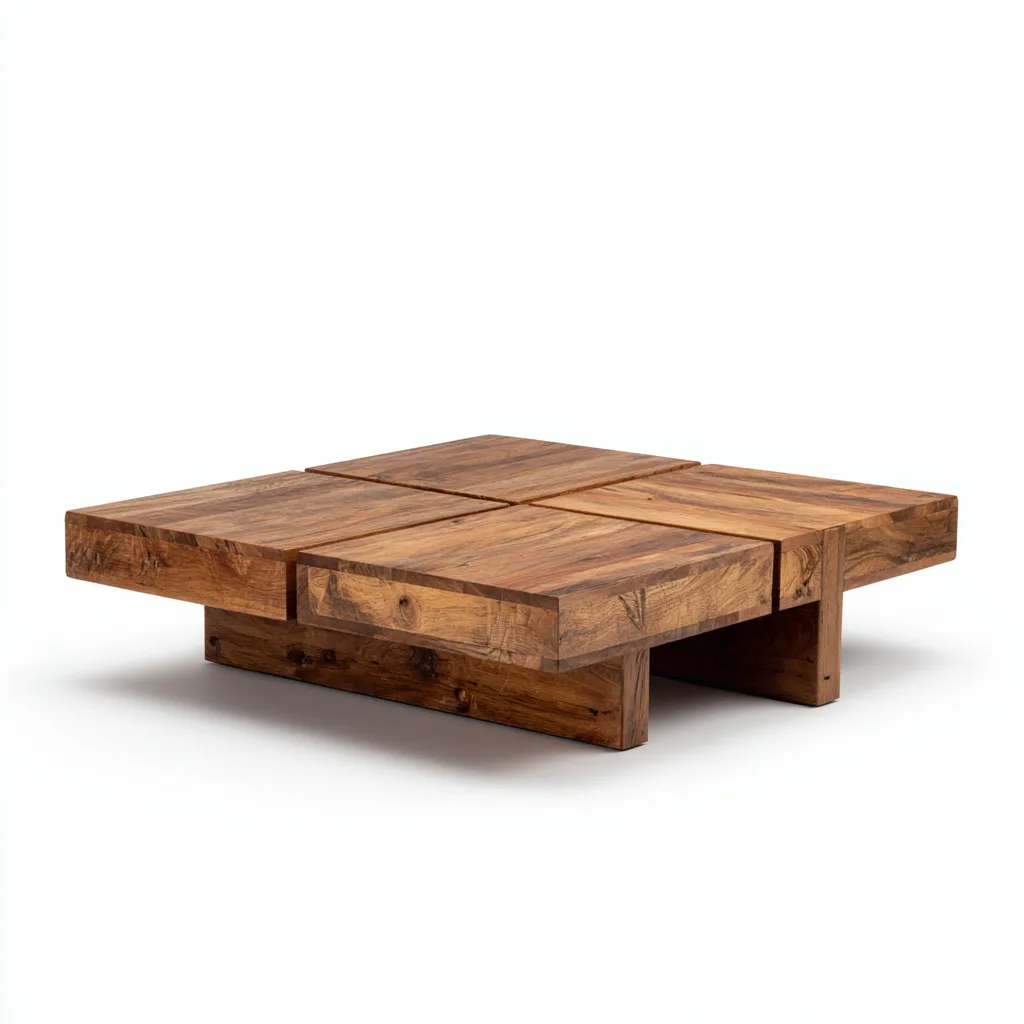 Mesa de centro-madera-110x110x32 cm-marron-diseno moderno-Havenupbay