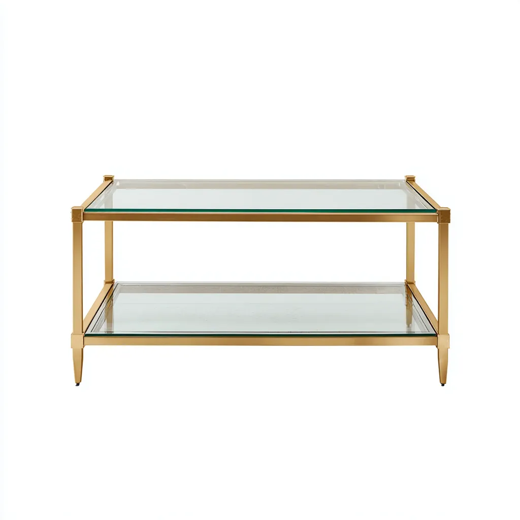 Mesa de centro - vidrio-metal - 100x55x45 cm - transparente-dorado - estilo moderno-Havenupbay
