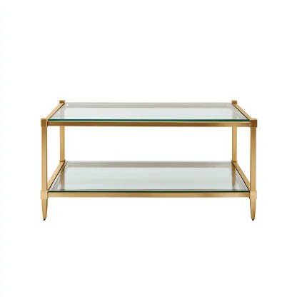 Mesa de centro - vidrio-metal - 100x55x45 cm - transparente-dorado - estilo moderno-Havenupbay