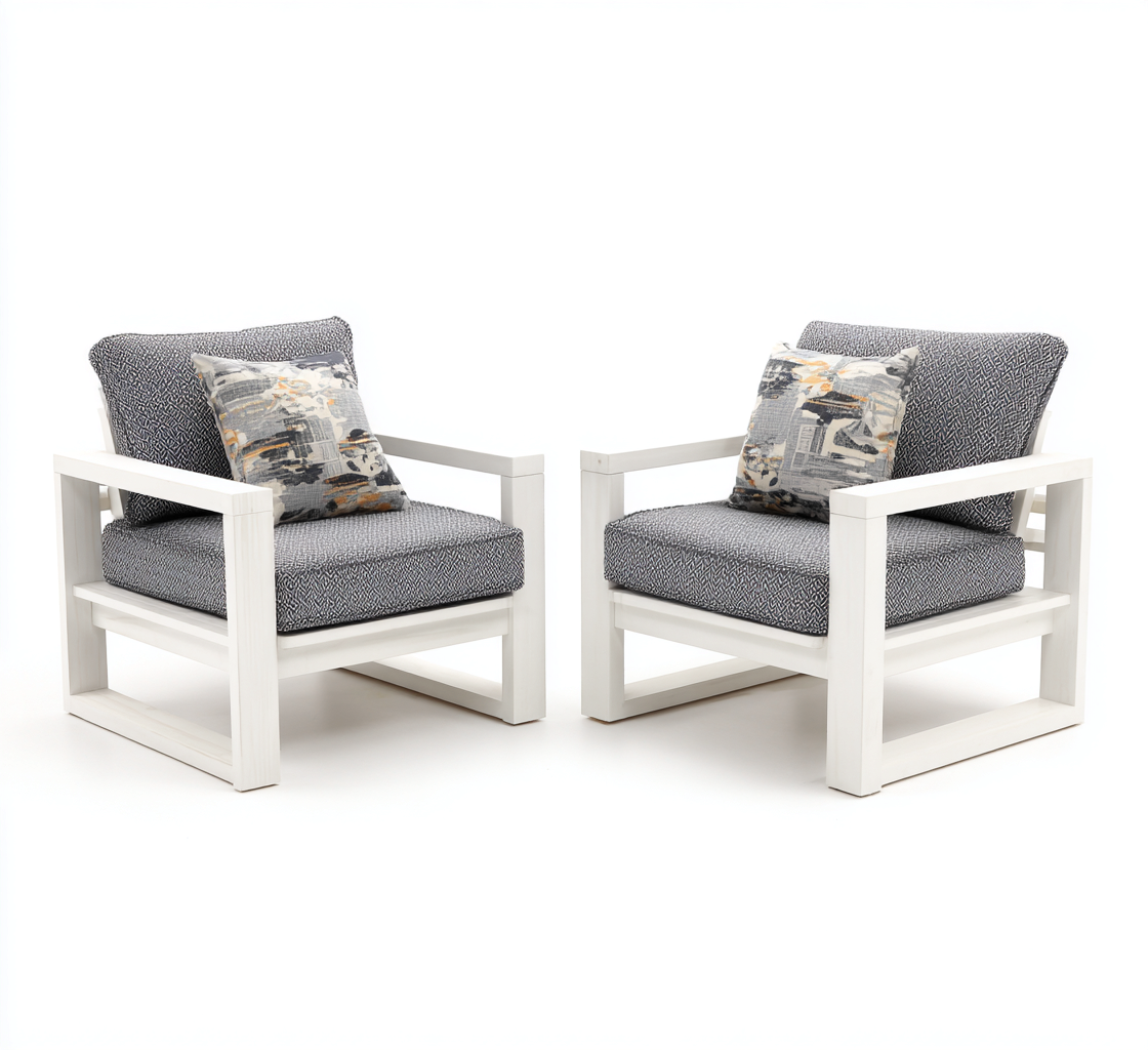 Silla de jardín - aluminio - tela - 78x82x74 cm - blanco-gris - diseño contemporáneo-Havenupbay