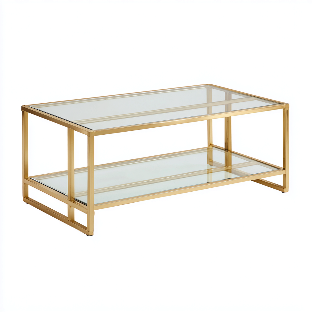 Mesa de centro-metal-vidrio-110x55x45 cm-dorado-transparente-diseno moderno-Havenupbay