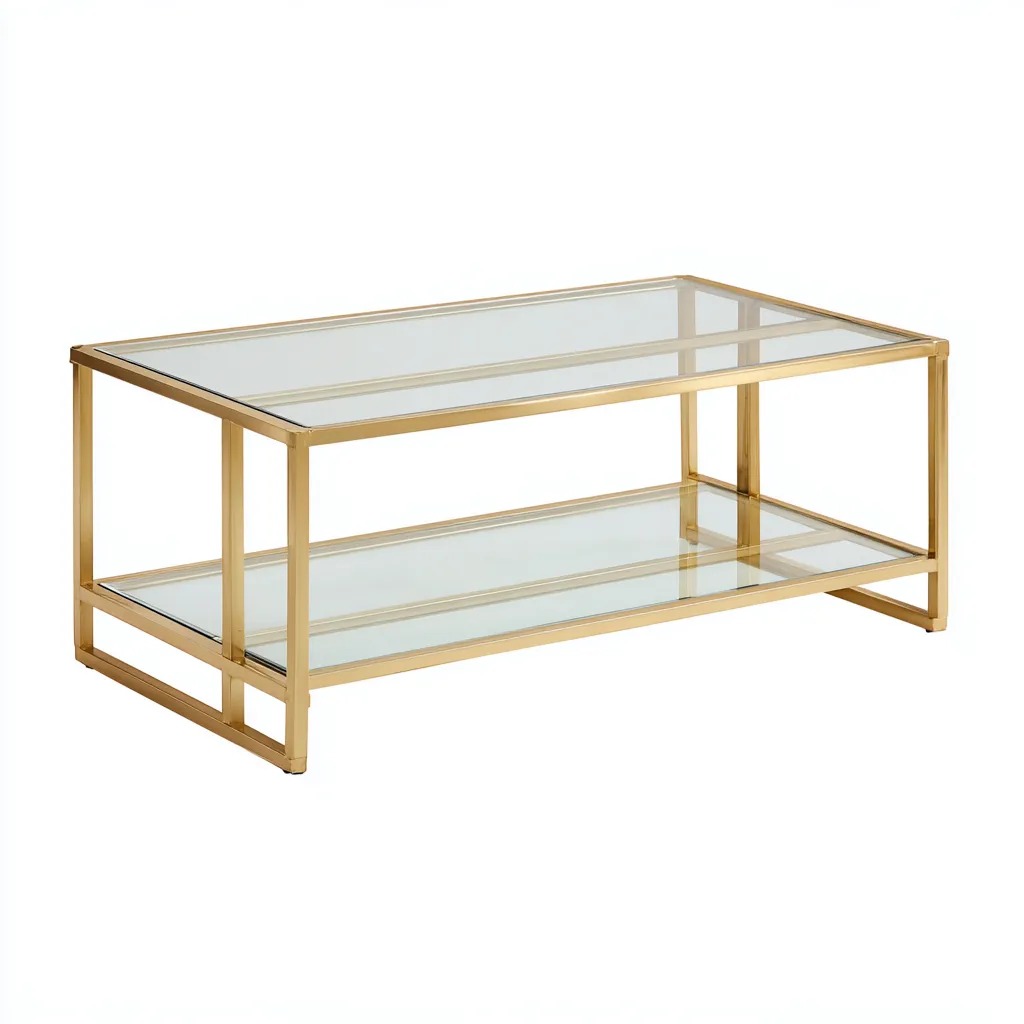 Mesa de centro-metal-vidrio-110x55x45 cm-dorado-transparente-diseno moderno-Havenupbay
