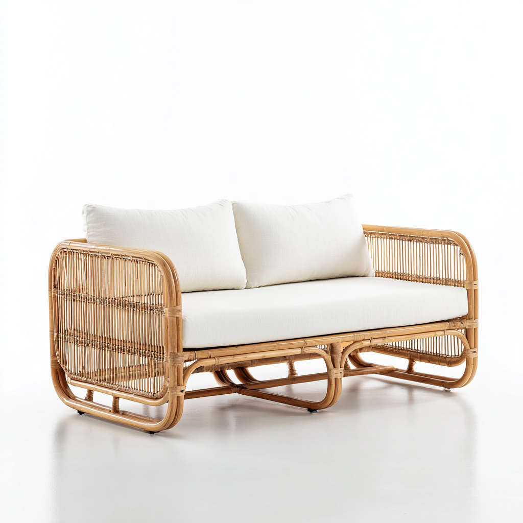 Sofá de jardín - ratán sintético - 160x75x80 cm - marrón-beige - estilo boho natural para terraza y balcón-Havenupbay