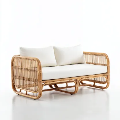 Sofá de jardín - ratán sintético - 160x75x80 cm - marrón-beige - estilo boho natural para terraza y balcón-Havenupbay