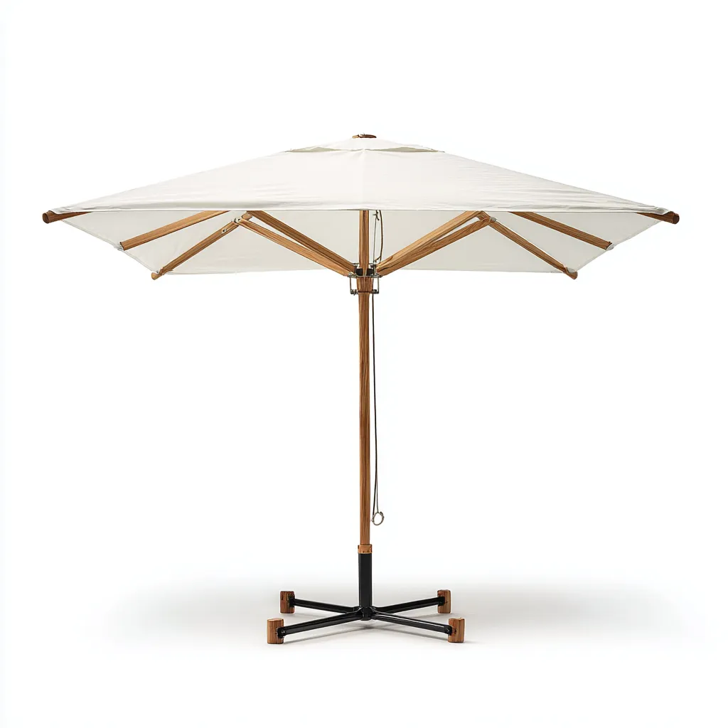 Sombrillas de jardín - poliéster - 260x260x255 cm - blanco roto - estilo natural con base para jardín y terraza-Havenupbay