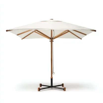 Sombrillas de jardín - poliéster - 260x260x255 cm - blanco roto - estilo natural con base para jardín y terraza-Havenupbay