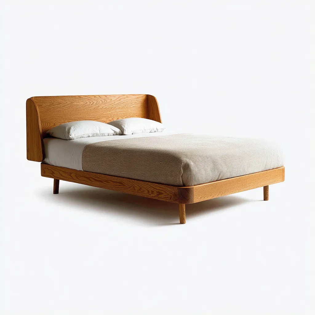 Camas matrimoniales - estructura de madera - 200x160x113 cm - roble claro - estilo moderno minimalista-Havenupbay