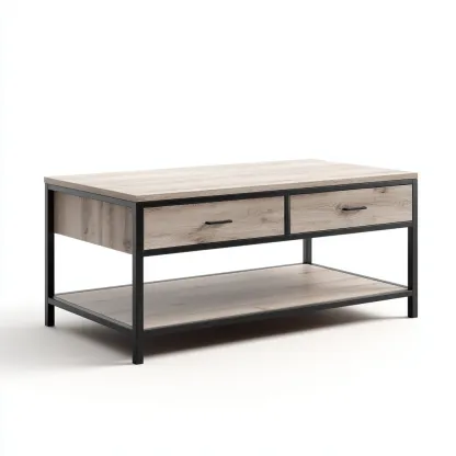 Mesa de centro - madera-metal - 105x55x45 cm - natural-negro - estilo industrial-Havenupbay