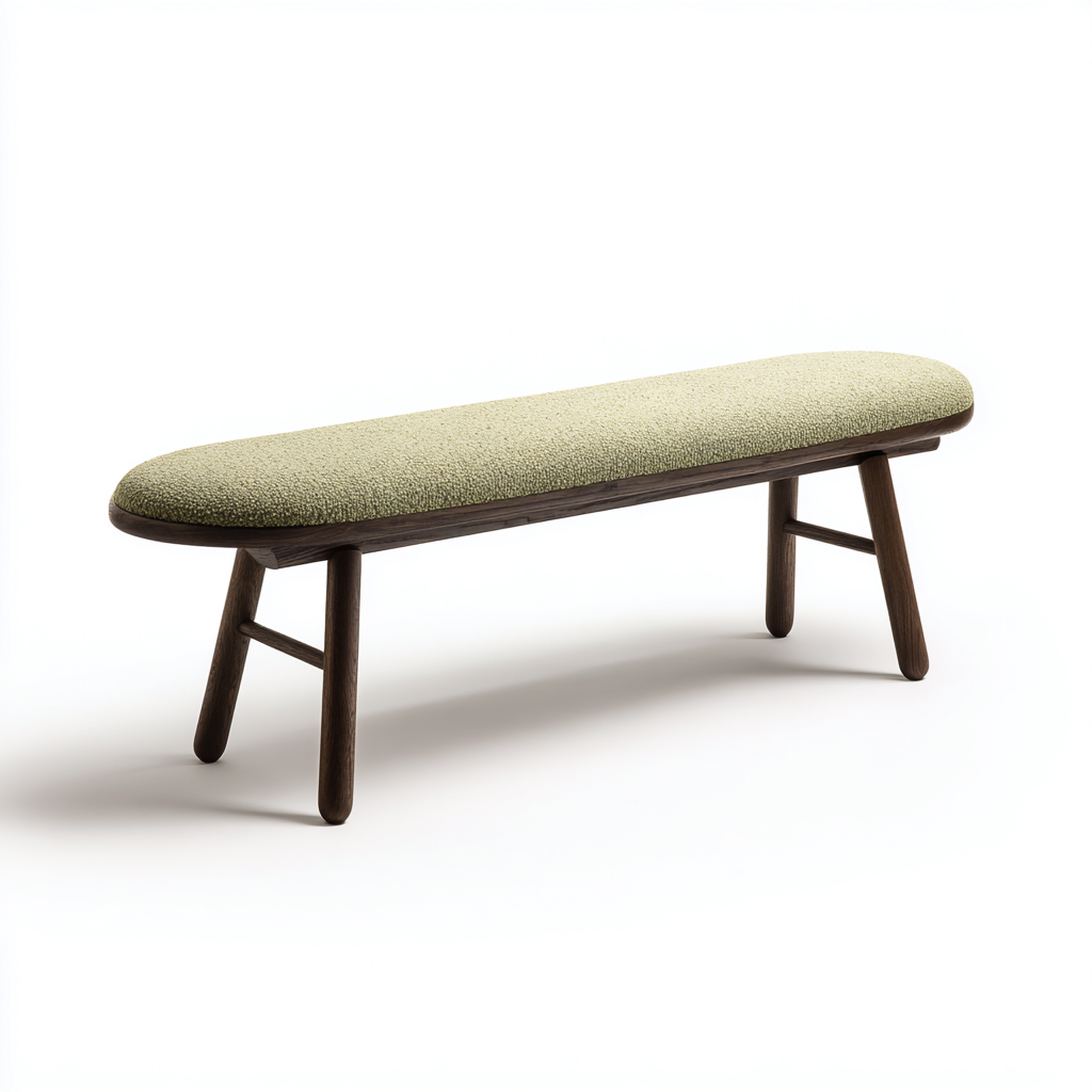 Banco de entrada-tejido-madera-128x32x46 cm-verde claro-nogal oscuro-estilo nórdico-Havenupbay