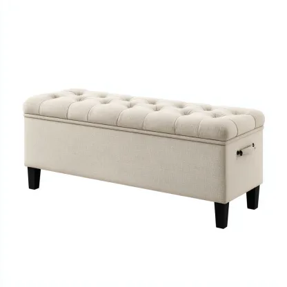 Banco de entrada-tela-madera-110x40x48 cm-crema-negro-estilo funcional moderno-Havenupbay