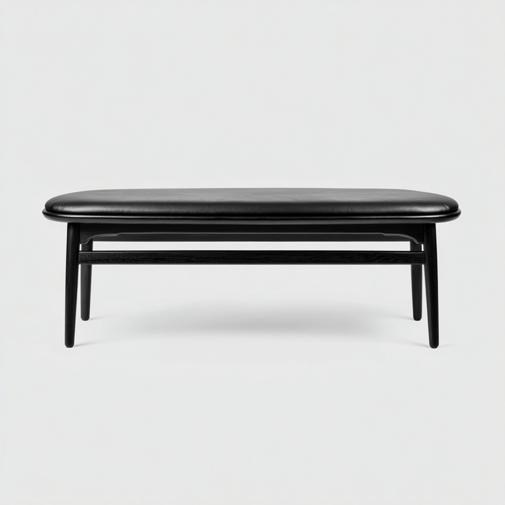 Banco de entrada-cuero-madera-128x38x45 cm-negro-madera negra-estilo moderno minimalista-Havenupbay