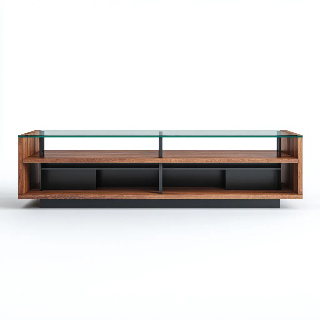 Muebles de TV - madera-vidrio - 180x45x55 cm - marrón-negro - diseño moderno-Havenupbay
