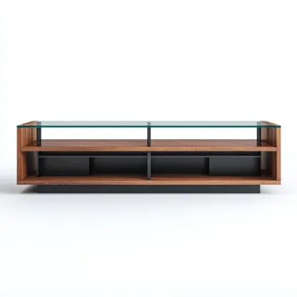 Muebles de TV - madera-vidrio - 180x45x55 cm - marrón-negro - diseño moderno-Havenupbay