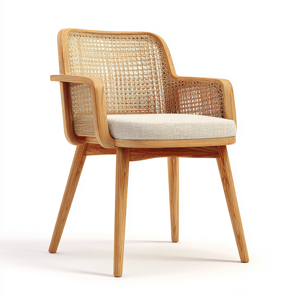 Silla de jardín - madera - ratán natural - 58x55x82 cm - beige-natural - estilo natural para terraza y balcón-Havenupbay