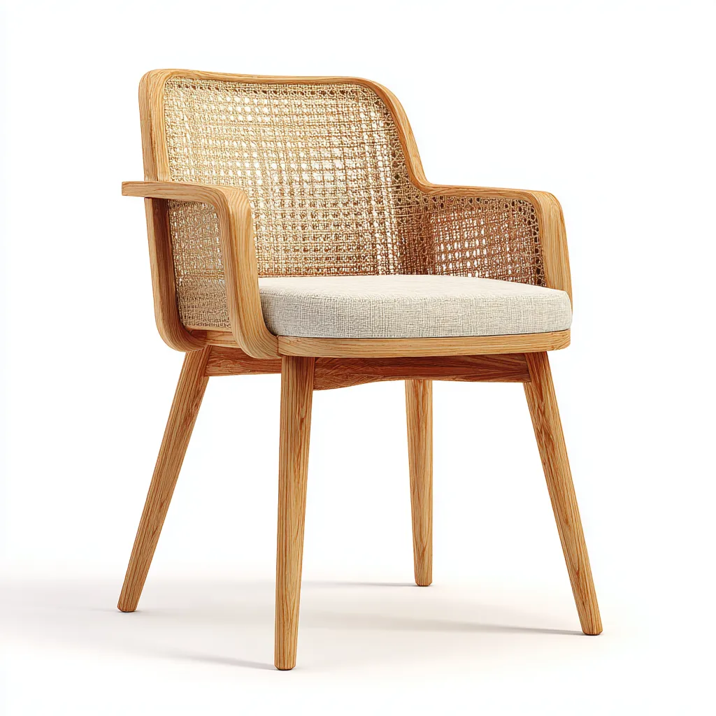 Silla de jardín - madera - ratán natural - 58x55x82 cm - beige-natural - estilo natural para terraza y balcón-Havenupbay