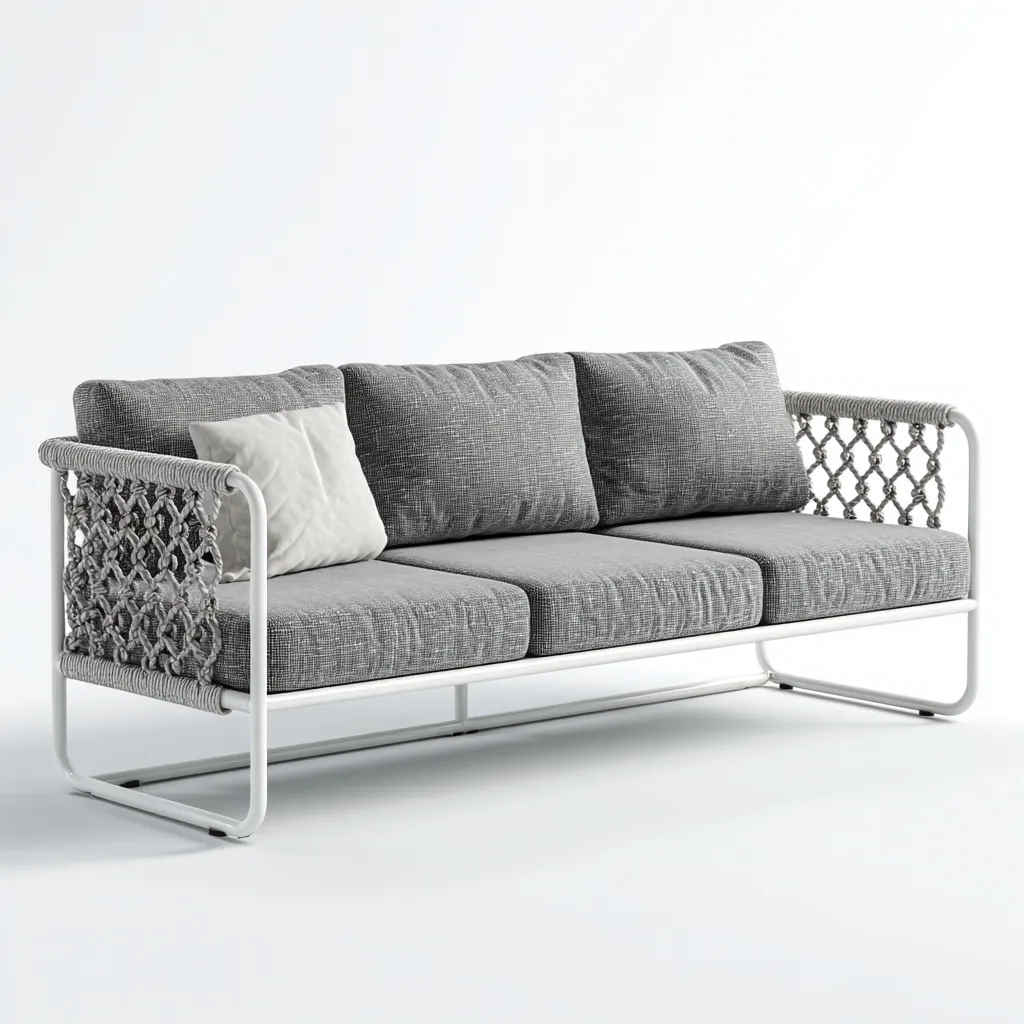 Sofás de jardín - metal - cuerda - 188x80x82 cm - gris blanco - diseño moderno-Havenupbay