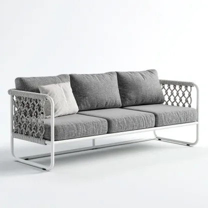 Sofás de jardín - metal - cuerda - 188x80x82 cm - gris blanco - diseño moderno-Havenupbay