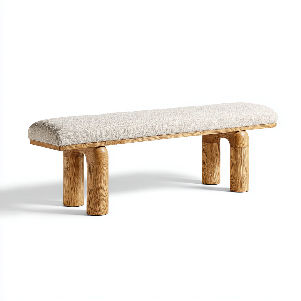 Banco de entrada - madera - tapizado - 112x40x45 cm - beige - diseño moderno-Havenupbay